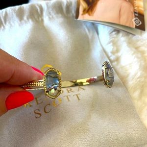 Kendra Scott Elton gold silver tone with Abalone